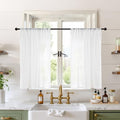 White Linen Cafe Curtains 36 Inch Length (White / 24"W x 36"L (Pack of 2))