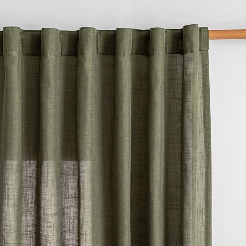 96 Inches Semi Sheer Sliding Door Curtains Farmhouse Light Filtering Window Curtain Drapes for Patio Living Room (50"W x 96"L (Pack of 2) / Olive Green-new)