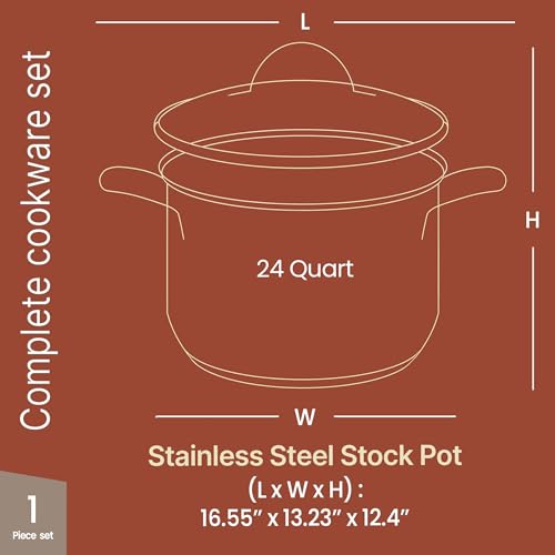 Stainless Steel Stockpot with Tempered Glass Lid 24 Quart (24 Quarts)