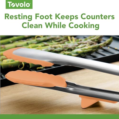 Tongs With Silicone Tips Easy Grip 13” Long Kitchen Tongs Stainless Steel Handle For Cooking BBQ (Apricot)