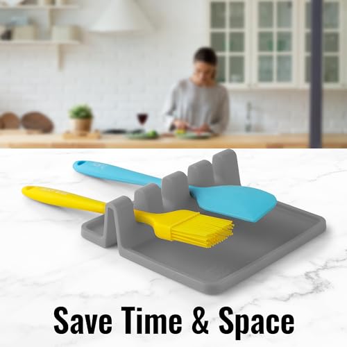 Zulay Silicone Utensil Rest (Standard (2 Pack) / Gray)