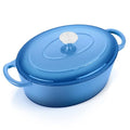 7QT Oval Dutch Oven Pot with Lid (7 QT-Oval / Blue)