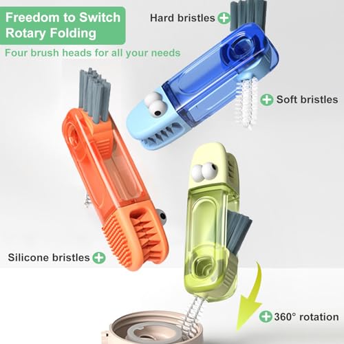 4 in 1 Cup Lid Cleaning Brush (Orange, Blue, Green(3pcs))