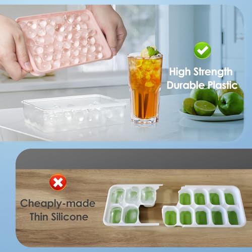 Ice Cube Tray with Lid and Bin (0.8"-2 pack / Pink)