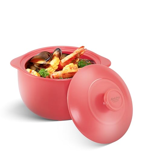 MINH LONG 2 Qt Porcelain Dutch Oven with Lid (Vesta - Red / 2 Quarts)