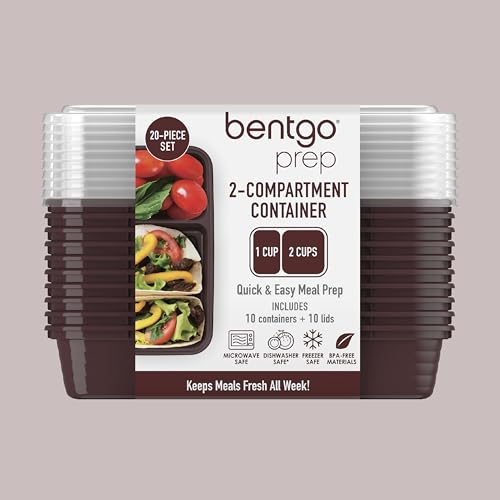 Prep 2 Compartment Meal Prep Containers with Lids (Burgundy)