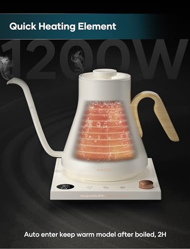 Gooseneck Electric Kettle with ±1℉ Temperature Control (Cream)