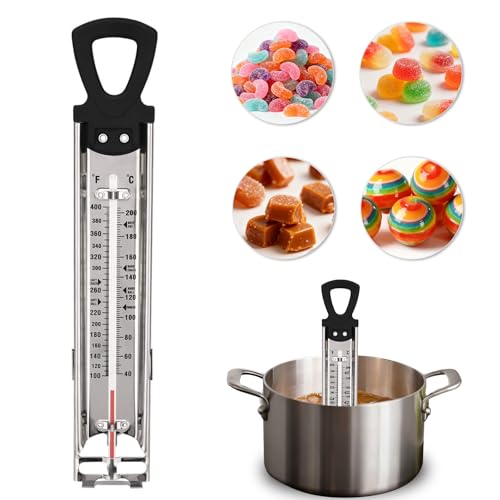 Stainless Steel Candy & Deep Fry Thermometer with Pot Clip & Handle (Sugar Thermometer-11.8 Inch)