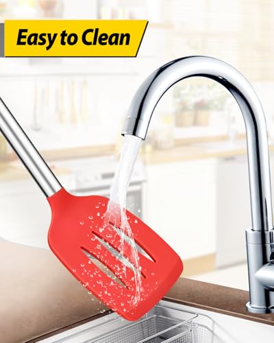 Pack of 4 Silicone Cooking Utensils Set (Red)