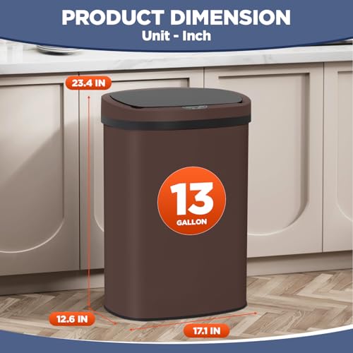 13 Gallon Stainless Steel Trash Can (Brown Stainless Steel)