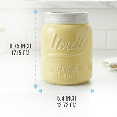 Yellow Mason Jar Utensil Holder (Yellow | Jar Utensil Holder)