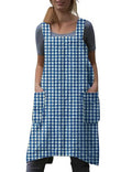 Women's Plaid Cross Back Apron with Large Pockets Home Kitchen (Large / Plaid6)