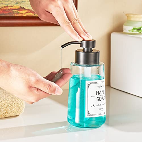 Glass Soap Dispenser 16oz Liquid Hand Soap Dispenser Matte Black (Matte Black)
