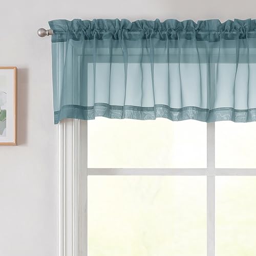 Dusty Blue Valances for Windows (Dusty Blue / 42"W x 14"L (Pack of 2))