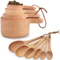 Wooden Measuring Cups and Spoons Set (A - 10pcs Measuring cups and spoons)