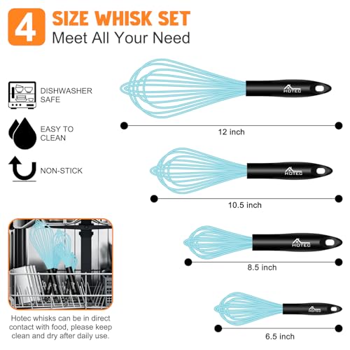 4 Pieces Silicone Whisks Set (Blue)