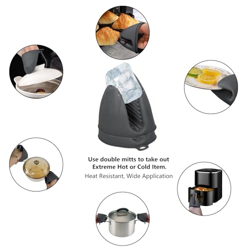 6 Pack Mini Oven Mitts Silicone Pot Holders Heat Resistan for Kitchen (6 Pack / Dark Grey)