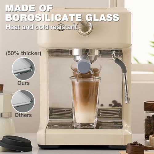 2 Packs Double Walled Glass Coffee Mugs with Silicone Lids (Double Wall Glass)