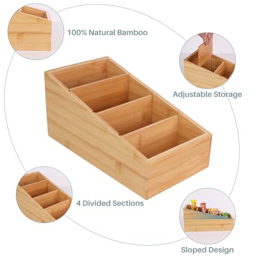 4 Section Snack Organizer with Removable Dividers for Kitchen 2 Pack