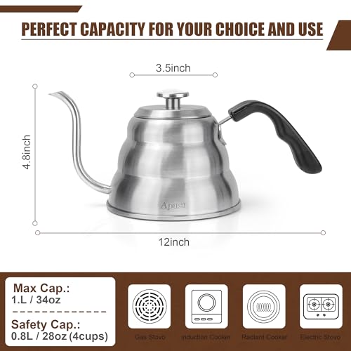 Tea Kettle For Stovetop (Silver (with Thermometer) / 0.9 Quarts)