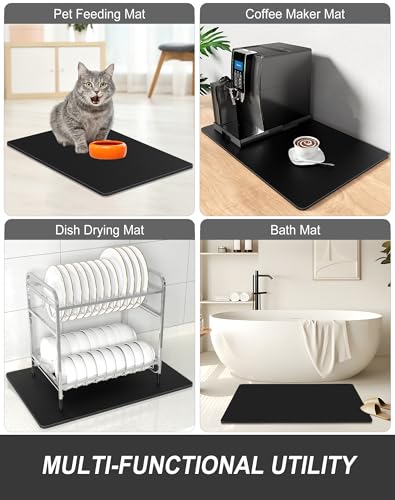 Dish Drying Mat for Kitchen Counter (A-jet black / 15" x 24")