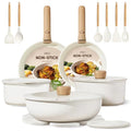 Pots and Pans Set Non Stick (White / 21 Piece)