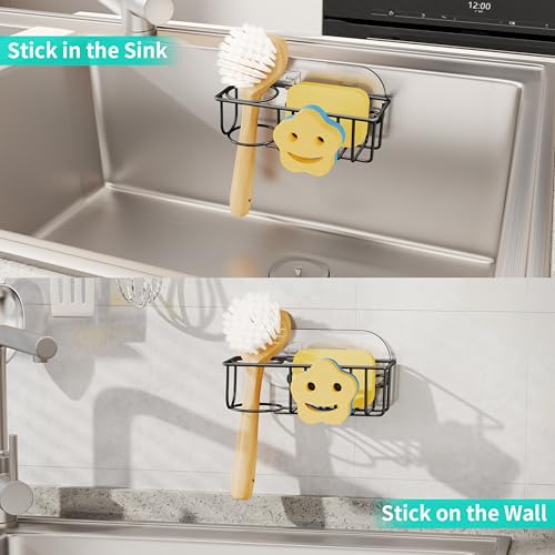 Sink Caddy Sponge Holder (Black - With Smiley Sponge Holder)