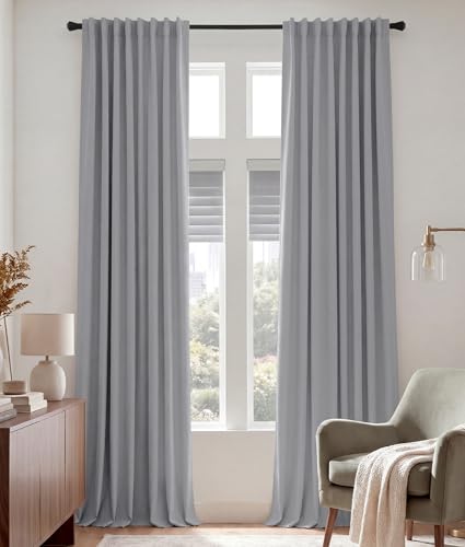 102 inch Long Curtains 2 Panels Set for Living Room Bedroom (Silver Grey / 52"W x 102"L (Pack of 2))