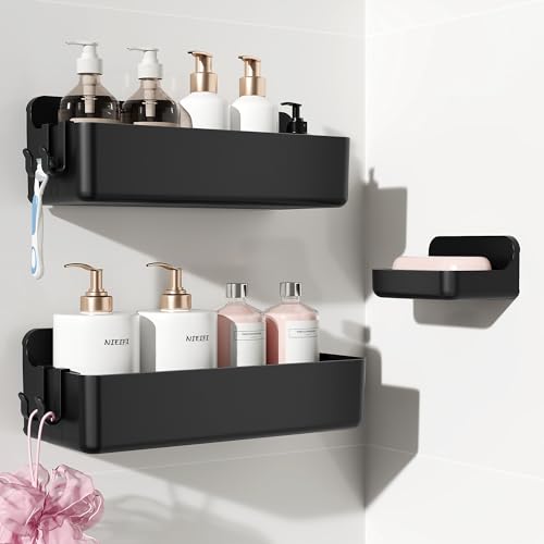 Adhesive Shower Shelves (Black / 3 pieces)