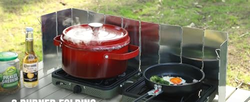 Folding Outdoor Stove Windscreen (Silver / 12 Plates, 39"L x 9.5"H)