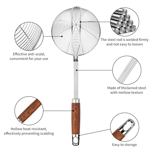 5.3" Stainless Steel Spider Strainer for Frying & Pasta (5.3in)