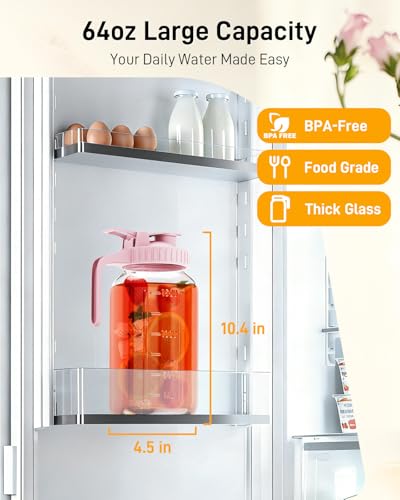 64 oz Mason Jar Pitcher (Pink / 64 Ounces)