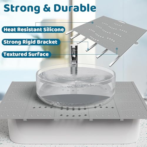 Silicone Foldable Bathroom Sink Cover (Gray)