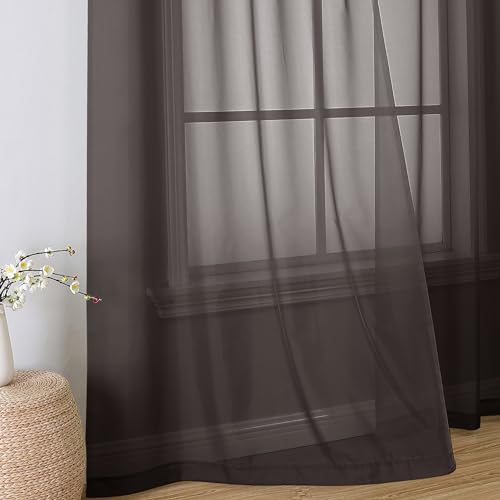 Chocolate Sheer Curtains 96 Inches Long (Chocolate / 42"W x 96"L (Pack of 2))