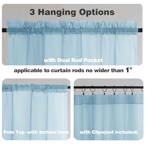 Sky Blue Sheer Curtains 54 Inch Long 2 Panels (Sky Blue / 42"W x 54"L (Pack of 2))