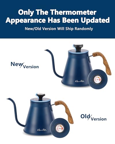 Gooseneck Kettle with Thermometer for Pour Over Coffee and Tea (Cobalt Blue)