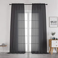 Black Sheer Curtains 96 Inch Length (Black / 42"W x 96"L (Pack of 2))