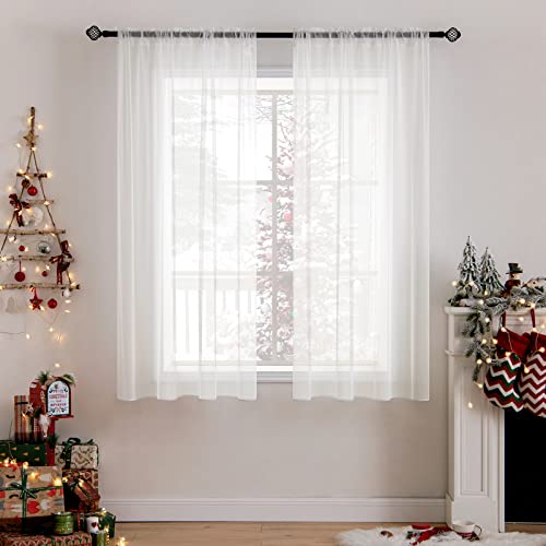 Ivory Window Sheer Curtains 2 Panels Width 42 x Length 63 Inches (Ivory / 42"W x 63"L (Pack of 2))
