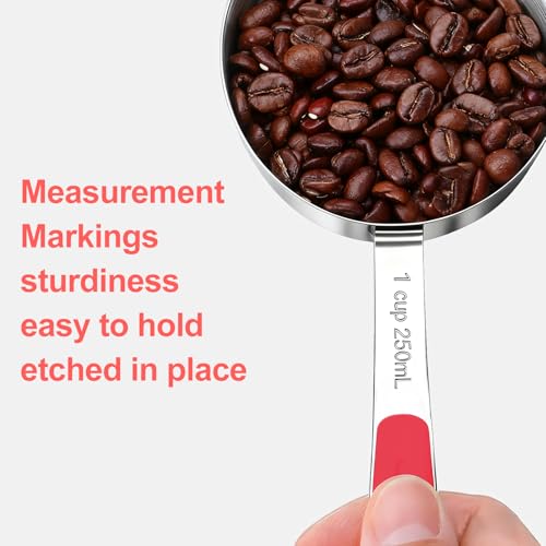 10 Pcs Stainless Steel Measuring Cups & Spoons Set (Red)