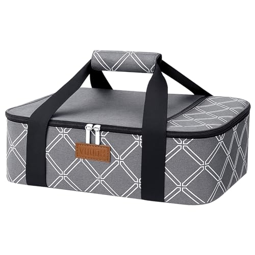 Casserole Carrier Bag (Stripes Grey / 15.7 x 11.4 x 4.7inch (Single Layer))