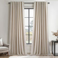 Extra Long 132 Inch 100% Blackout Curtains for Livingroom Neutral Boho Linen Blend Farmhouse Curtain Drapes Sound Proof Drapes Privacy Ceiling Track Villa Bedroom 11Ft (Beige / 52"W x 132"L (Pack of 2))