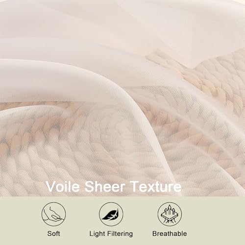 Kitchen Curtains 24 Inch Length Tier 2 Pieces (Cream / 42"W x 24"L (Pack of 2))