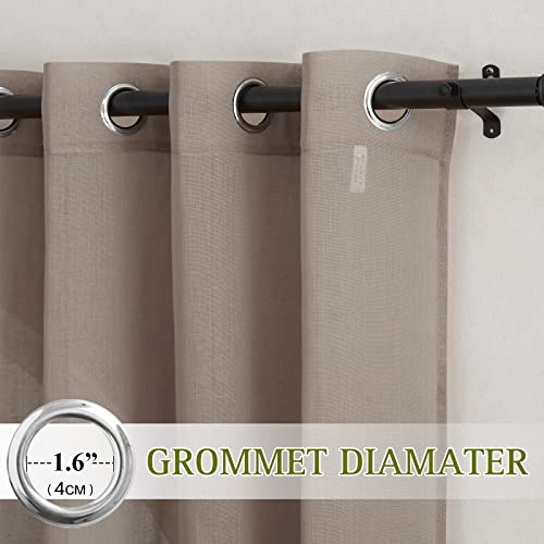 Sheer Linen Curtains 108" Long for Windows (52"W x 108"L (Pack of 2) / Burlap)