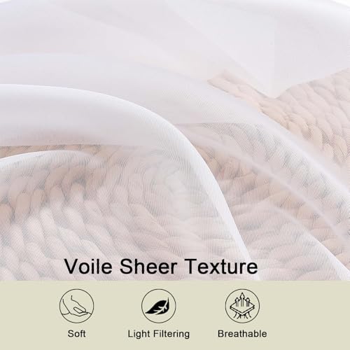 Sheer White Curtains for Bedroom Living Room 90 Inches Long 2 Panels Set (White / 42"W x 90"L (Pack of 2))