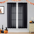 Voile Sheer Window Privacy Curtains (Black / 42"W x 63"L (Pack of 2))