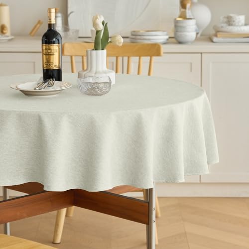 Waterproof Round Tablecloth for Round Dining Table (Light Grey / 70" (Round))