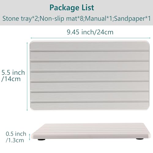 2 PCS Water Absorbent diatomite Coasters (9.5 x 5.5 inches / White)
