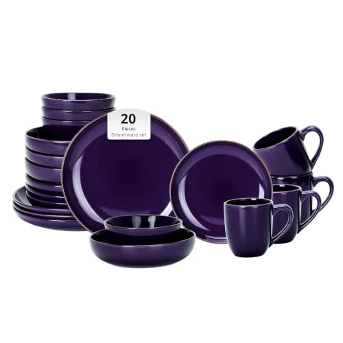 HomeVSS 20 Piece Dinnerware Set (Service for 4 - 20pc Set / Purple)