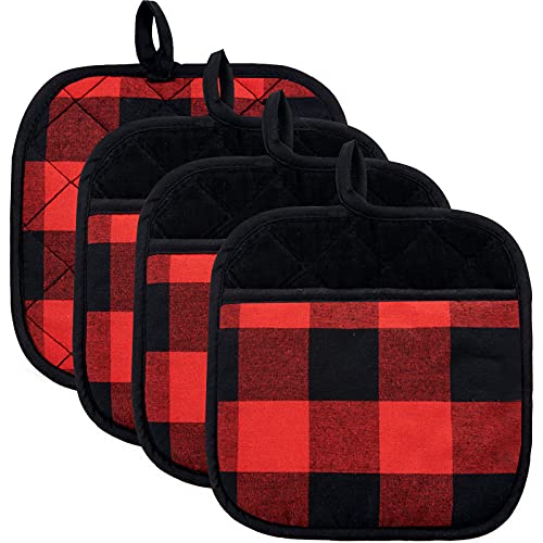 4 Pack Pot Holders for Kitchen Clearance (Black&red / 4 pack)