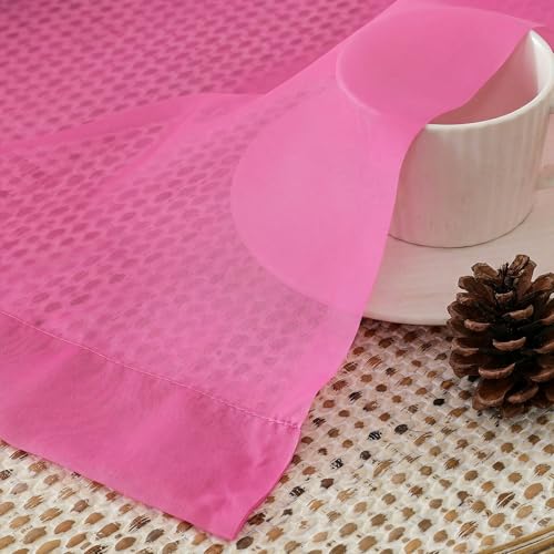 Hot Pink Sheer Curtains 84 Inches Long 2 Panels Set for Living Room (42"W x 84"L (Pack of 2) / Hot Pink)